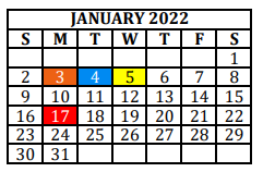 District School Academic Calendar for Alternative Education School for January 2022