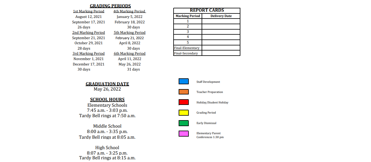 District School Academic Calendar Key for Nederland H S