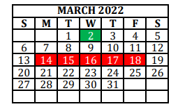 District School Academic Calendar for Hillcrest El for March 2022