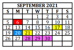 District School Academic Calendar for Hillcrest El for September 2021