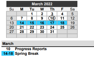 District School Academic Calendar for Needville Junior High for March 2022