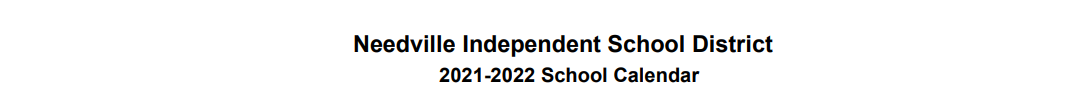 District School Academic Calendar for Needville H S