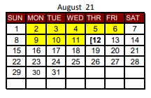 District School Academic Calendar for New Boston Middle for August 2021