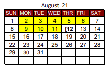 District School Academic Calendar for Crestview Elementary for August 2021