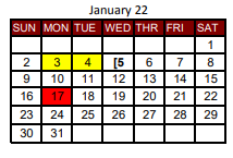 District School Academic Calendar for New Boston Middle for January 2022