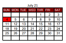 District School Academic Calendar for New Boston Daep for July 2021