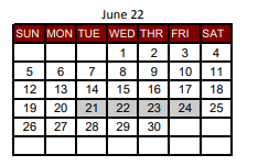 District School Academic Calendar for New Boston Middle for June 2022