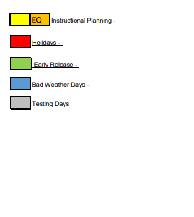 District School Academic Calendar Legend for New Boston Middle