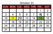 District School Academic Calendar for Crestview Elementary for October 2021