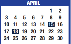 District School Academic Calendar for Memorial Pri for April 2022