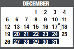 District School Academic Calendar for Oakrun School for December 2021