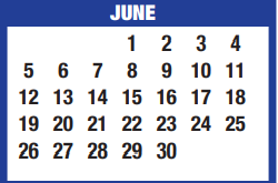 District School Academic Calendar for Memorial Elementary for June 2022