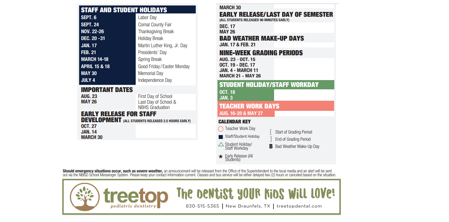 District School Academic Calendar Key for Memorial Elementary
