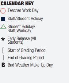 District School Academic Calendar Legend for Carl Schurz Elementary