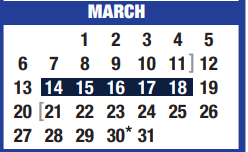 District School Academic Calendar for Lone Star Elementary for March 2022