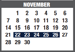 District School Academic Calendar for Oakrun School for November 2021