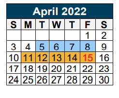 District School Academic Calendar for New Caney Sp Ed for April 2022