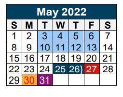 District School Academic Calendar for Porter Elementary for May 2022