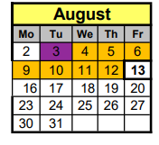 District School Academic Calendar for Robert F Hunt Elementary for August 2021