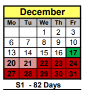 District School Academic Calendar for New Diana High School for December 2021