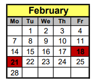 District School Academic Calendar for Robert F Hunt Elementary for February 2022
