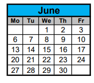 District School Academic Calendar for New Diana Middle for June 2022