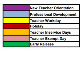 District School Academic Calendar Legend for Robert F Hunt Elementary