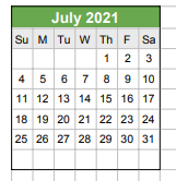District School Academic Calendar for Troup Middle School for July 2021