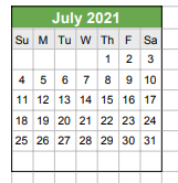 District School Academic Calendar for Polly T. Mccabe Center for July 2021