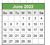 District School Academic Calendar for Troup Middle School for June 2022