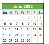 District School Academic Calendar for Microsociety Magnet School for June 2022