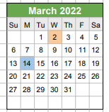 District School Academic Calendar for Cooperative High School for March 2022