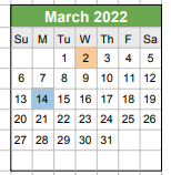 District School Academic Calendar for Hill Central Music Academy for March 2022