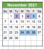 District School Academic Calendar for Beecher School for November 2021