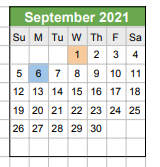 District School Academic Calendar for Microsociety Magnet School for September 2021
