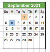 District School Academic Calendar for Beecher School for September 2021