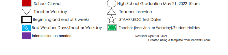 District School Academic Calendar Key for New Waverly High School