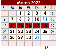 District School Academic Calendar for New Waverly High School for March 2022