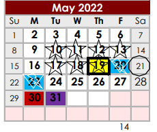 District School Academic Calendar for New Waverly Elementary for May 2022