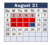 District School Academic Calendar for Newton Middle for August 2021
