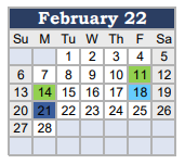 District School Academic Calendar for Newton Co Sp Ed Co-op for February 2022