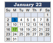 District School Academic Calendar for Newton Co Sp Ed Co-op for January 2022