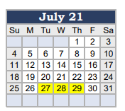 District School Academic Calendar for Newton Elementary for July 2021