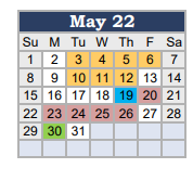 District School Academic Calendar for Newton Co Sp Ed Co-op for May 2022