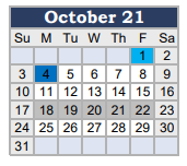 District School Academic Calendar for Newton Co Sp Ed Co-op for October 2021