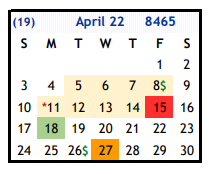 District School Academic Calendar for Floresville Alter Ed Ctr for April 2022