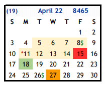 District School Academic Calendar for Wilson Co J J A E P for April 2022