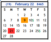 District School Academic Calendar for Wilson Co J J A E P for February 2022