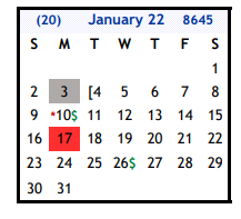 District School Academic Calendar for Floresville Alter Ed Ctr for January 2022