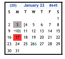 District School Academic Calendar for Wilson Co J J A E P for January 2022